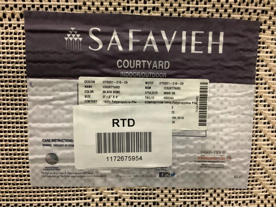 BLACK / BONE 2'-3" x 8'-0" Damaged Rug, Reduced Price 1172675954 CY6201-216-28 - Image 4 of 4