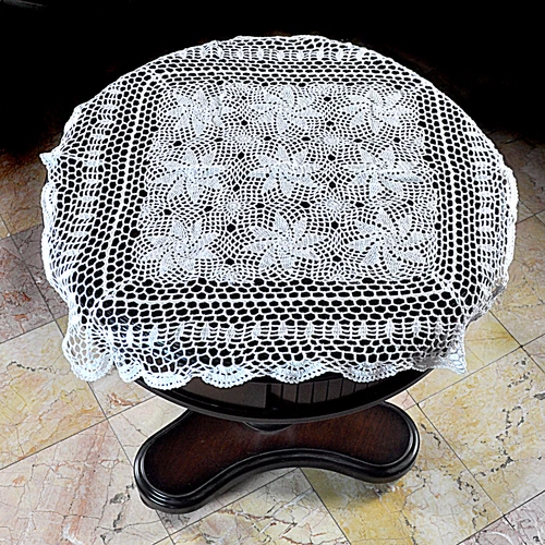 Home Vintage Crochet Christmas Placemat Table Runner 30"x30" White Tablecloth