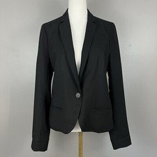 J.Crew Size 6 Women s Blazer Black 1-Button Drapey Wool Mackenzie 24077