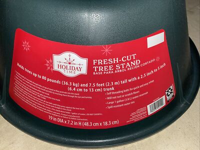 Holiday Time Fresh-Cut Christmas Tree Stand Hold Up To 80lbs -7.5Ft Tall Tree