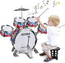 Kinderschlagzeug 5 Trommeln Set mit Hocker f�...