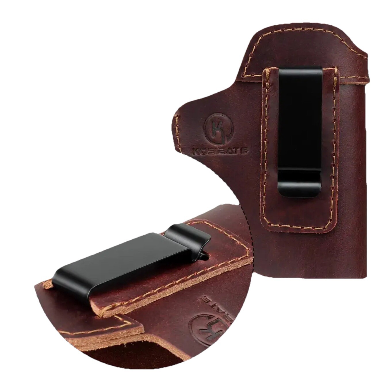 Premium Brown Leather IWB Gun Holster for Glock 43