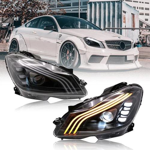 Pair For Mercedes Benz W204 C250 2011-2014 LED Headlights DRL Head Lamp Assembly - Picture 2 of 24