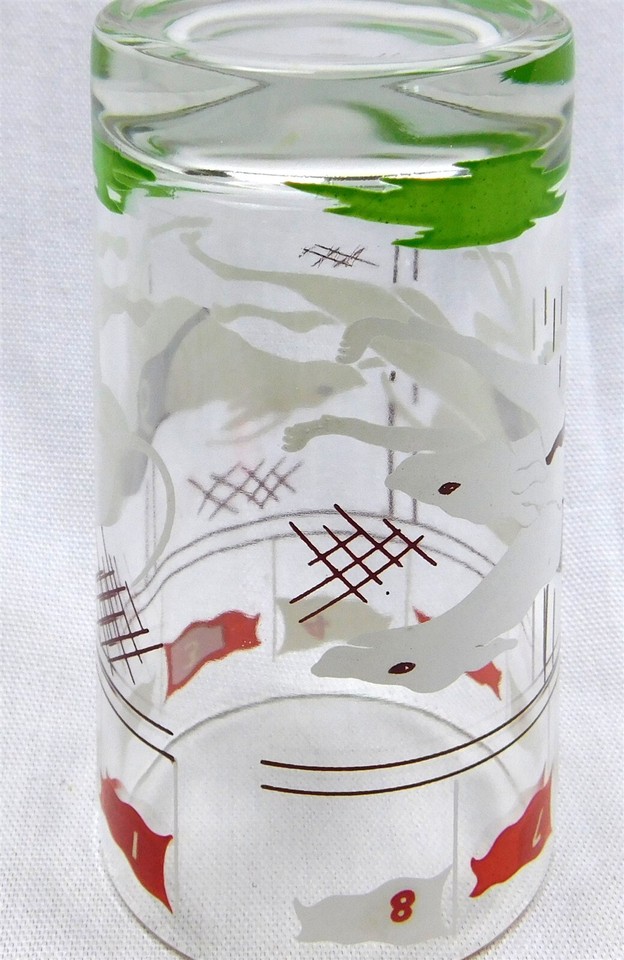 Vtg Boscul Velvet Peanut Butter Greyhound Racing 6 Drinking Glass