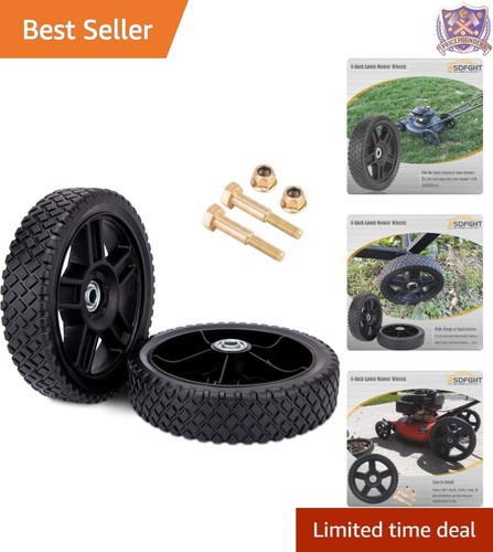 8-Inch Lawn Mower Wheels 2-Pack Durable Bearings Easy Install for Standard Mo...