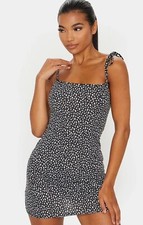 Black Dalmatian Print Pretty Little Thing Mini Dress Size 6 XS/S