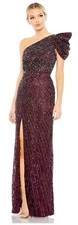 MAC DUGGAL 5622 EMBELLISHED PUFF ONE SHOULDER BLACKBERRY GOWN DRESS sz 0 NWT