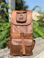 New Genuine Leather Back Pack Rucksack Travel Squre Bag For Men's and Women 24''