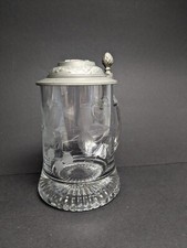 Bierkrug mit Zinndeckel (1)/ H&auml;rke Peine / Kristallglas / 0,5 l