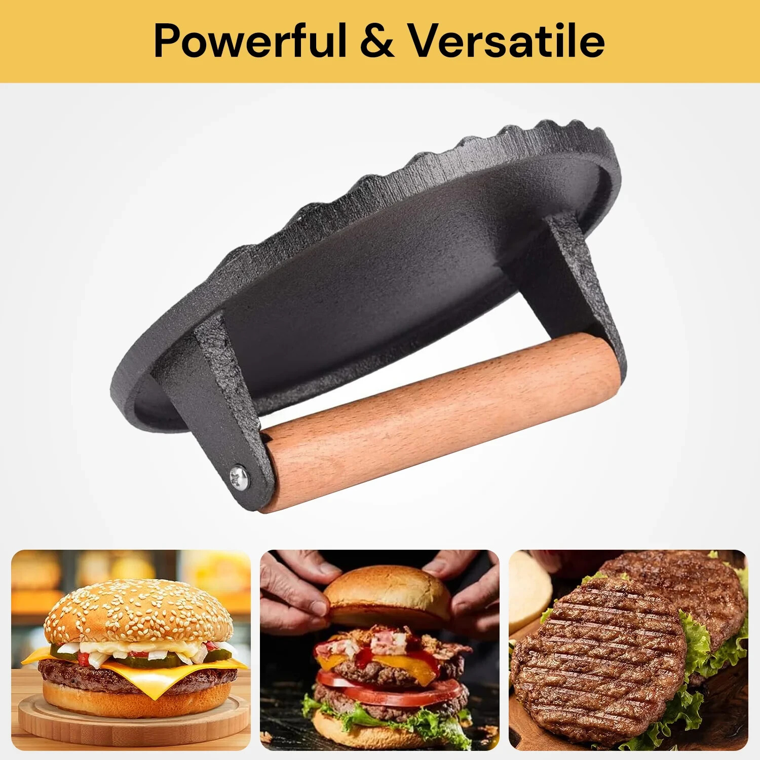 Cast Iron Burger Press Making Hamburger Steak Meat Smasher Utensils