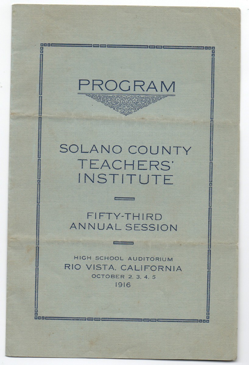 1916 Program Solano County Teachers Institute Rio Vista