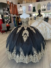 Dancing Queen black And gold quince Charro Dress