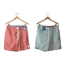 NWT CARIBBEAN JOE men swim trunks swimsuit board shorts Solid Color Red/Green