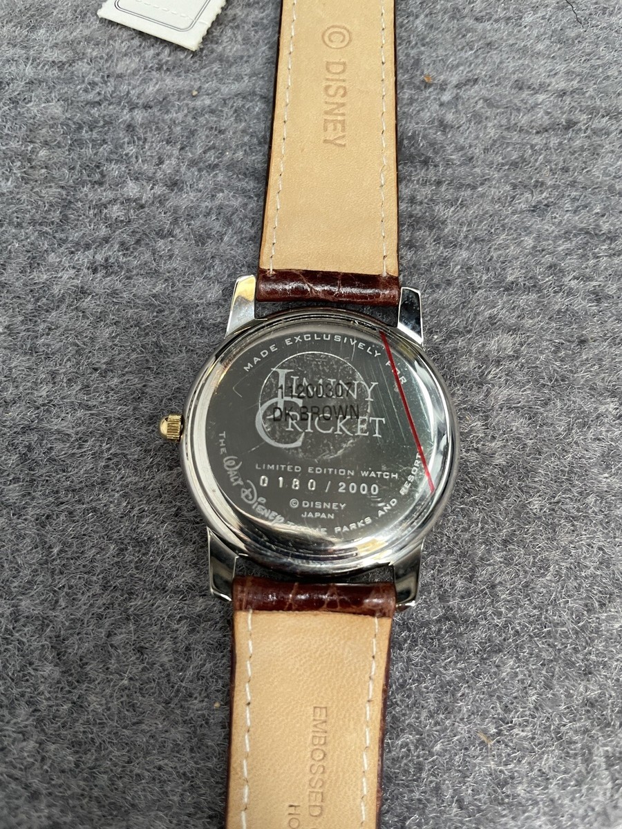Hominy cricket black leather watch new never used !!! Jiminy Cricket Watch for sale | eBay main image 3