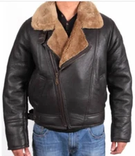 Men's RAF B4 Aviator Jacket - Brown Sheepskin Real Shearling Leather Bomber