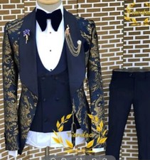 Jaquard Mens Tuxedo Suit 3 Piece Slim Fit for Men Wedding Prom party business