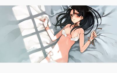 Anime girls artwork oyari ashito belly  black hair Playmat Gaming Mat Desk