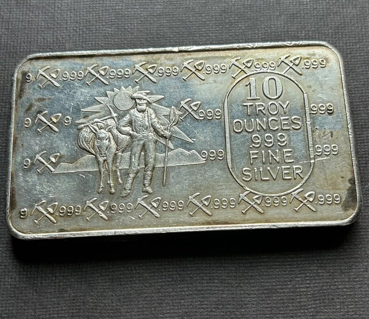 * Error Missing SN* Prospector Donkey Jackass Mine 10oz Silver Bar Rare ...