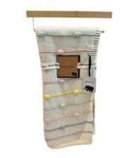 Cable Knit Baby Blanket Cream Multicolor 100 Cotton 35 x 45" Spring Summer
