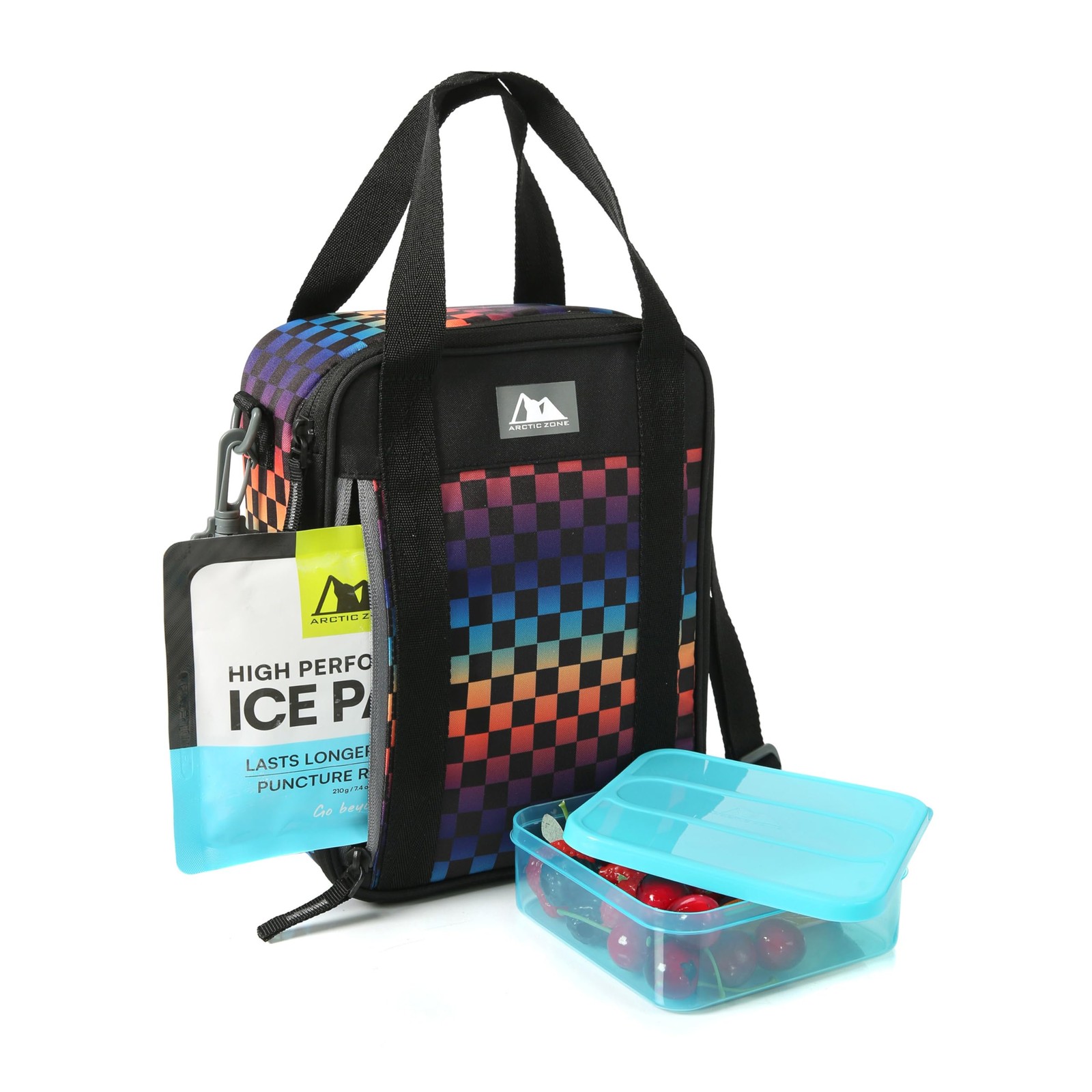Combo With 210g Ice Pack And Sandwich Container, Checkered