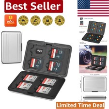 Lightweight Aluminum Shockproof Case for 16 Memory Cards - Stylish Silver Finish