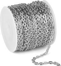 33 Feet Stainless Steel Cable Chains Roll, 3.5Mm Width 304 Stainless Steel Flat
