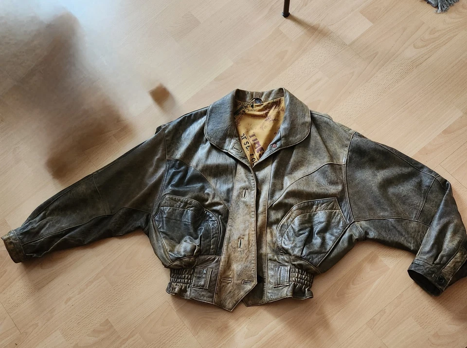 Maddox Leder Bomberjacke braun Gr. 42kurz mit Knöpfen - Bild 4 von 4