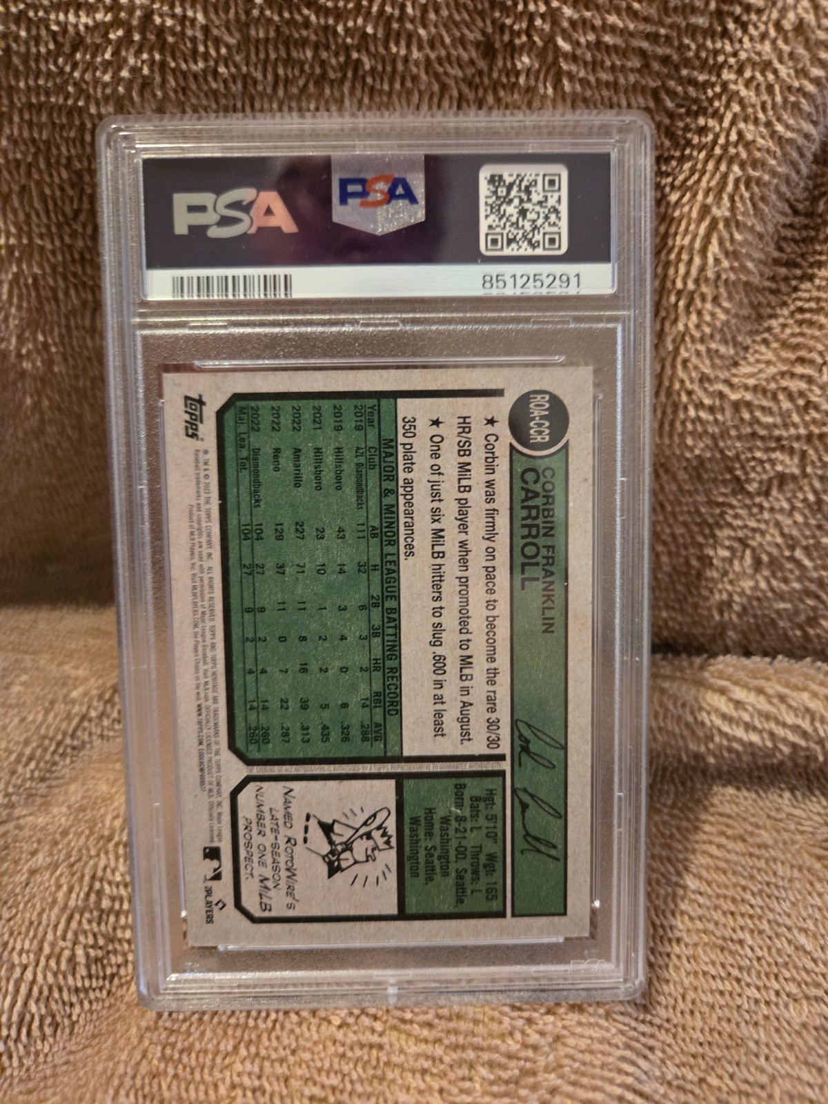 2023 Topps Heritage Corbin Carroll Auto PSA  9/ PSA 10 view 2