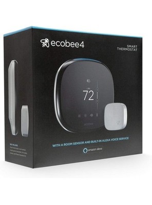 ecobee4 Smart Thermostat with Built-In Alexa, Room Sensor Included Android & iOS