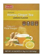 Instant Honey Ginger Tea Lemon 20 Tea Bags Gluten Free No Caffeine