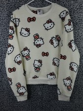 Hello Kitty Women's Sanrio Hybrid AOP All Over Print Fleece Crewneck Sweater L