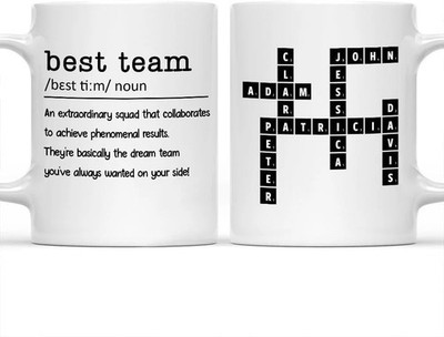 Personalized Best Team Ever Crossword Mug 2025, Custom Name Office Workplace