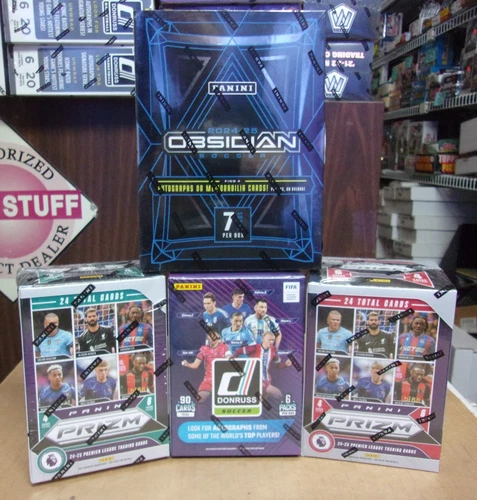 2024-25 OBSIDIAN HOBBY + DONRUSS + (2) PRIZM BLASTER SOCCER BOX LOT