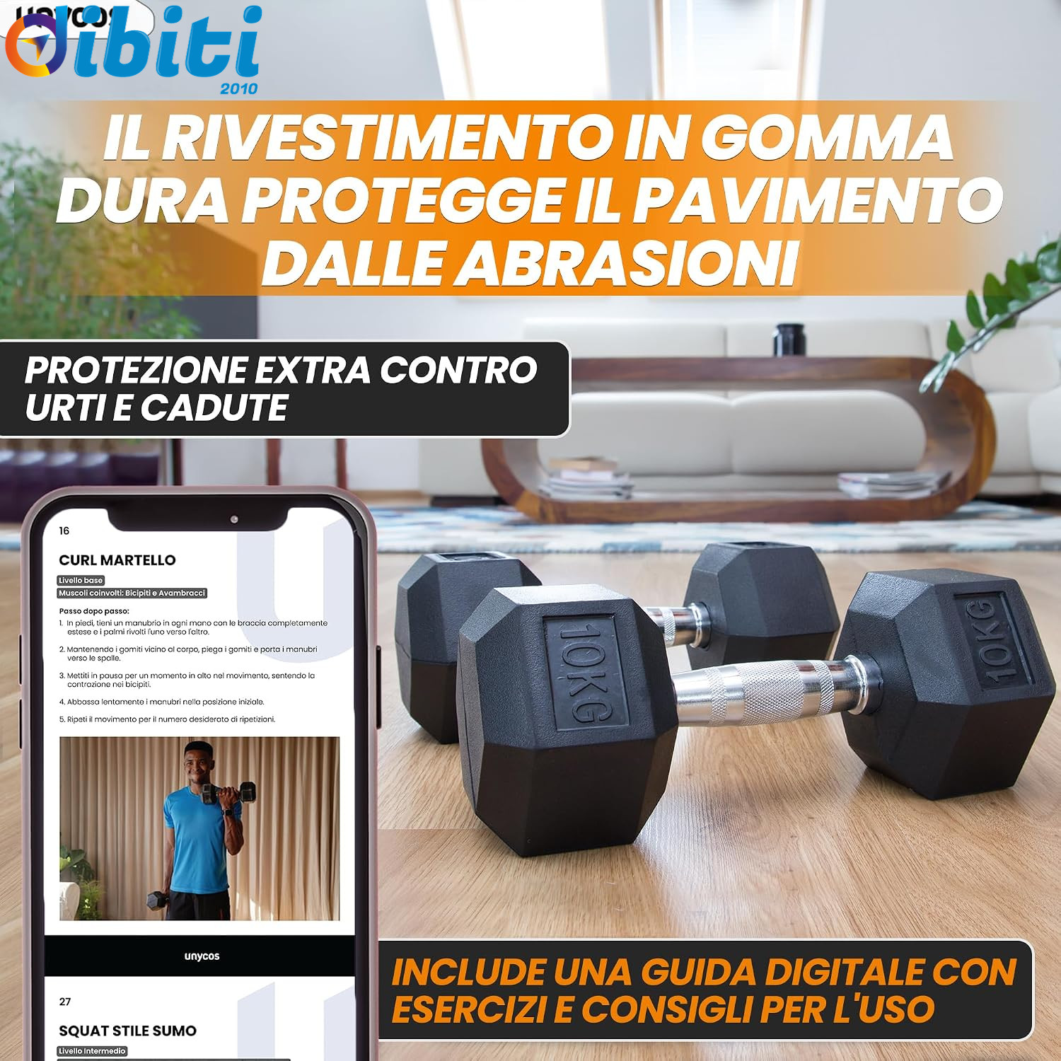 Manubri esagonali gommati per palestra foto 6