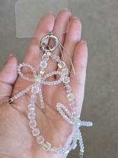 DoubleBow LusteredClear CrystalGlass Faceted Rondelle+Cube Beads Phone/bag Charm