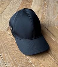 Prada Re-Nylon Black Side Logo Baseball Cap Hat Size Medium