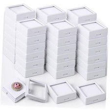 30 PCS Gemstone Display Box, Small Jewelry Gift Boxes Bulk with Acrylic Lids