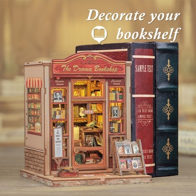 DIY Bücherecke The Drama Buchhandlung Holz Puppenhaus Kit Miniatur Bücherregal Geschenk
