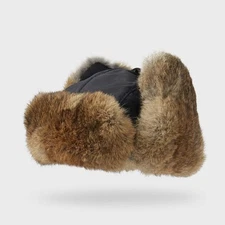 AKHG Ushanka Fur Trapper Hat/ Black
