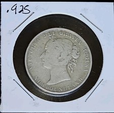 1899 Newfoundland 50 Cents Silver Coin Queen Victoria Rare Key Date XF/VF