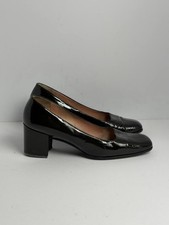 Prada Milano Black Patent Leather Square Toe Pumps Heels Size 36.5