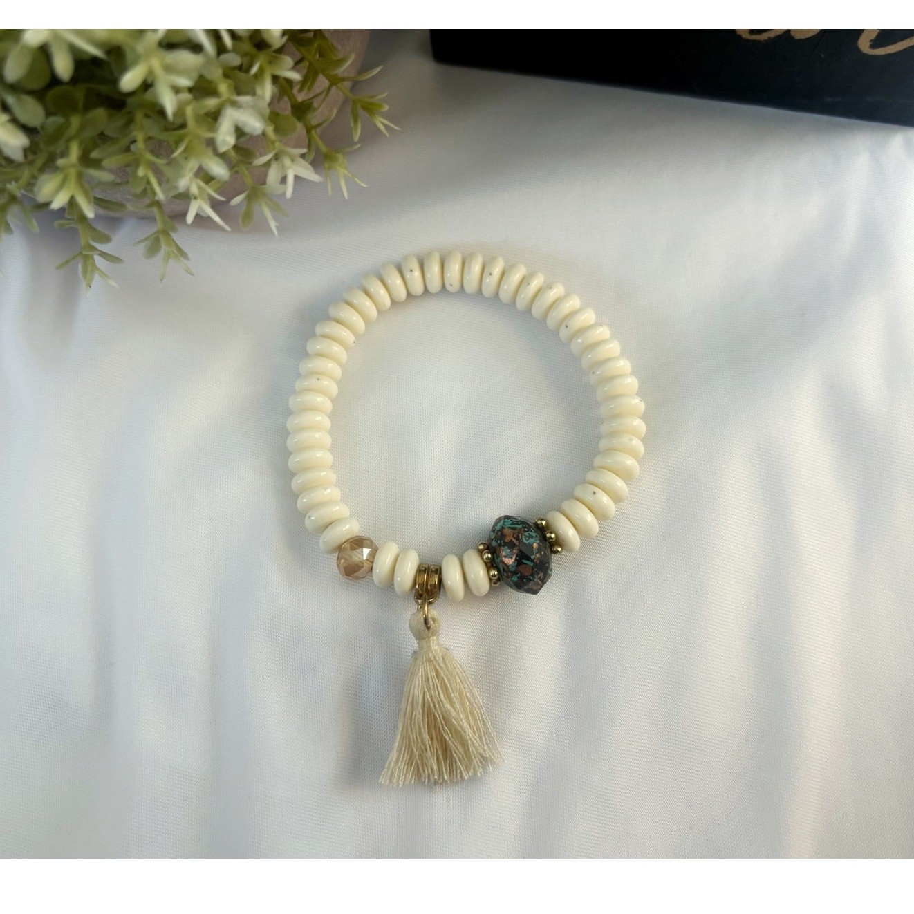 Boho Neutral Beaded Bracelet Set Stackable Stretc… - image 2