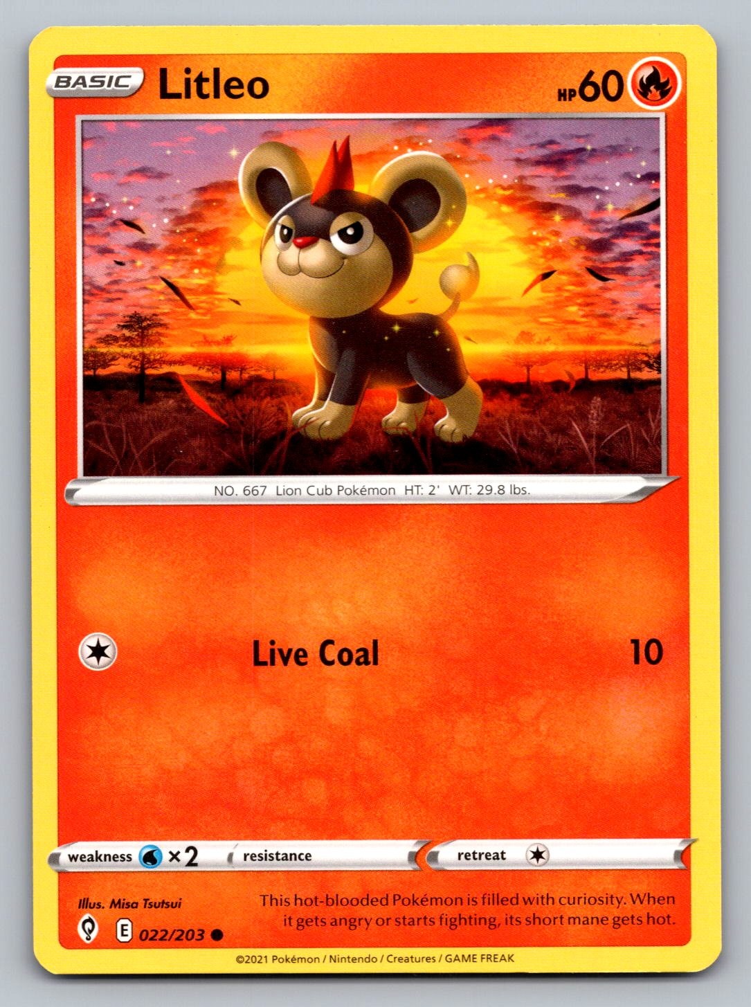 Pokemon TCG SWSH07: Evolving Skies Litleo 022/203