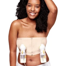 Medela Hands-free Pumping Bra Bustier Easy Relax Breastfeeding Bra Beige Small