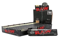 RAW Classic 1 1/4 Size Natural Unrefined Ultra Thin 79mm Rolling Papers Black...