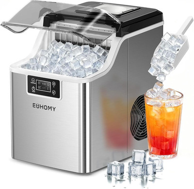 Ice Cube Maker Machine Countertop, 2 Ways to Add Water, 45Lbs/Day 24 Pcs Ready i