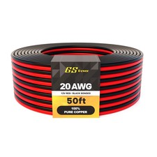 100 Copper 20 AWG American Wire Gauge Stranded Red/Black 2 Conductor Bonde...