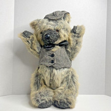 Vintage Jointed Teddy Bear 15 Tweed Outfit Movable Limbs Plush