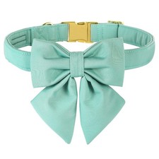 Maca Bates Mint Green XS Adjustable Breakaway Dog Collar w/ Sailor Bow Tie