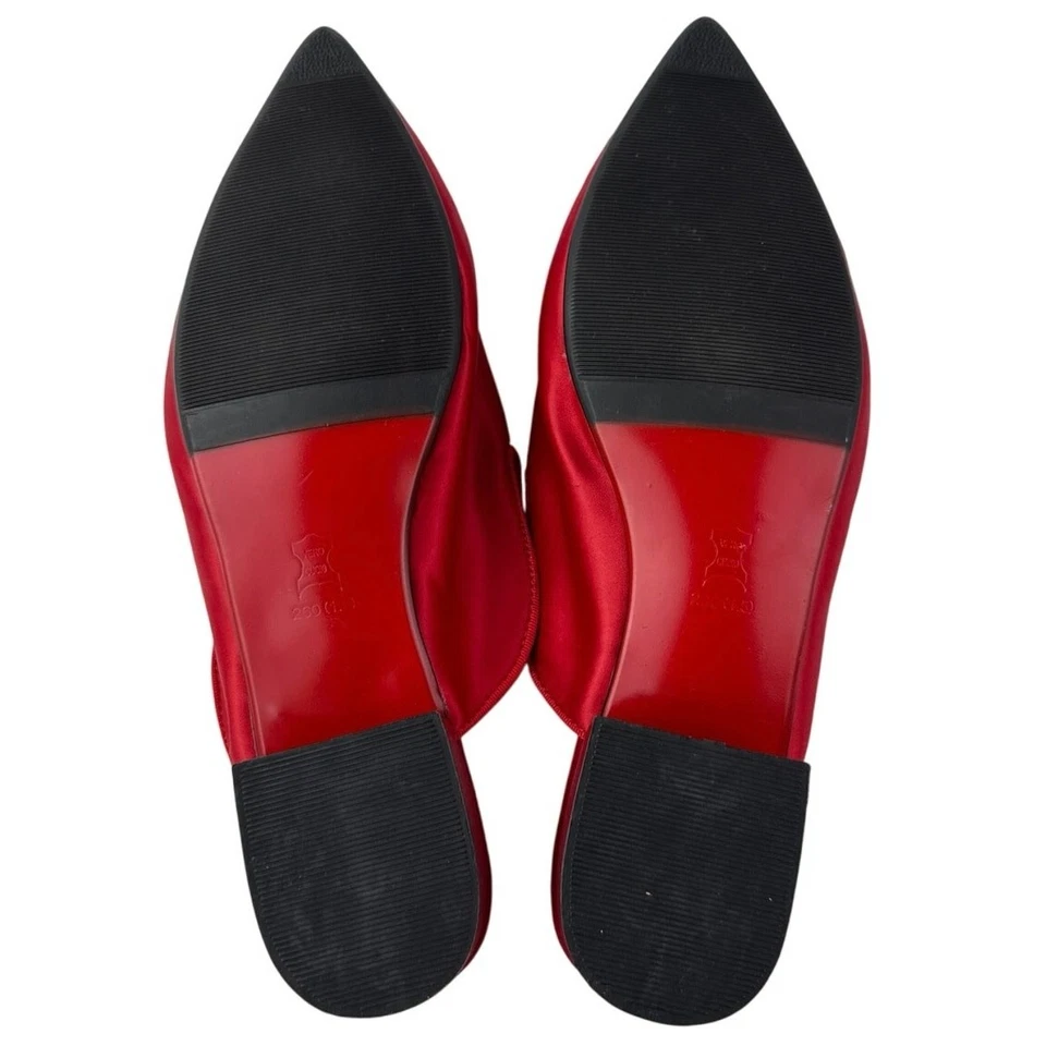 Veowalk Swallow Mujer Rojo Bordado Satinado Punta Sin Cordones Planos Talla 7 Foto 4 de 4
